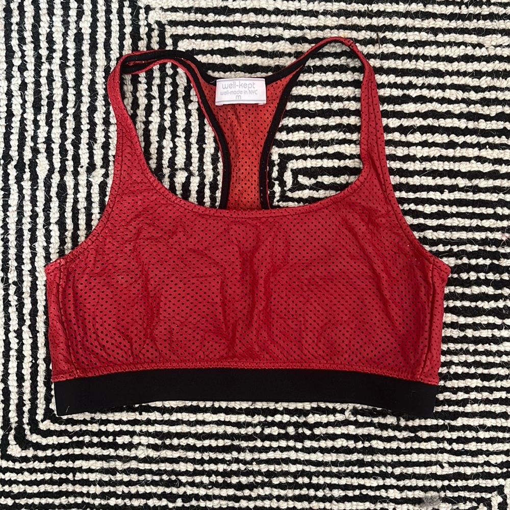 Red Leather Racerback Bra Top